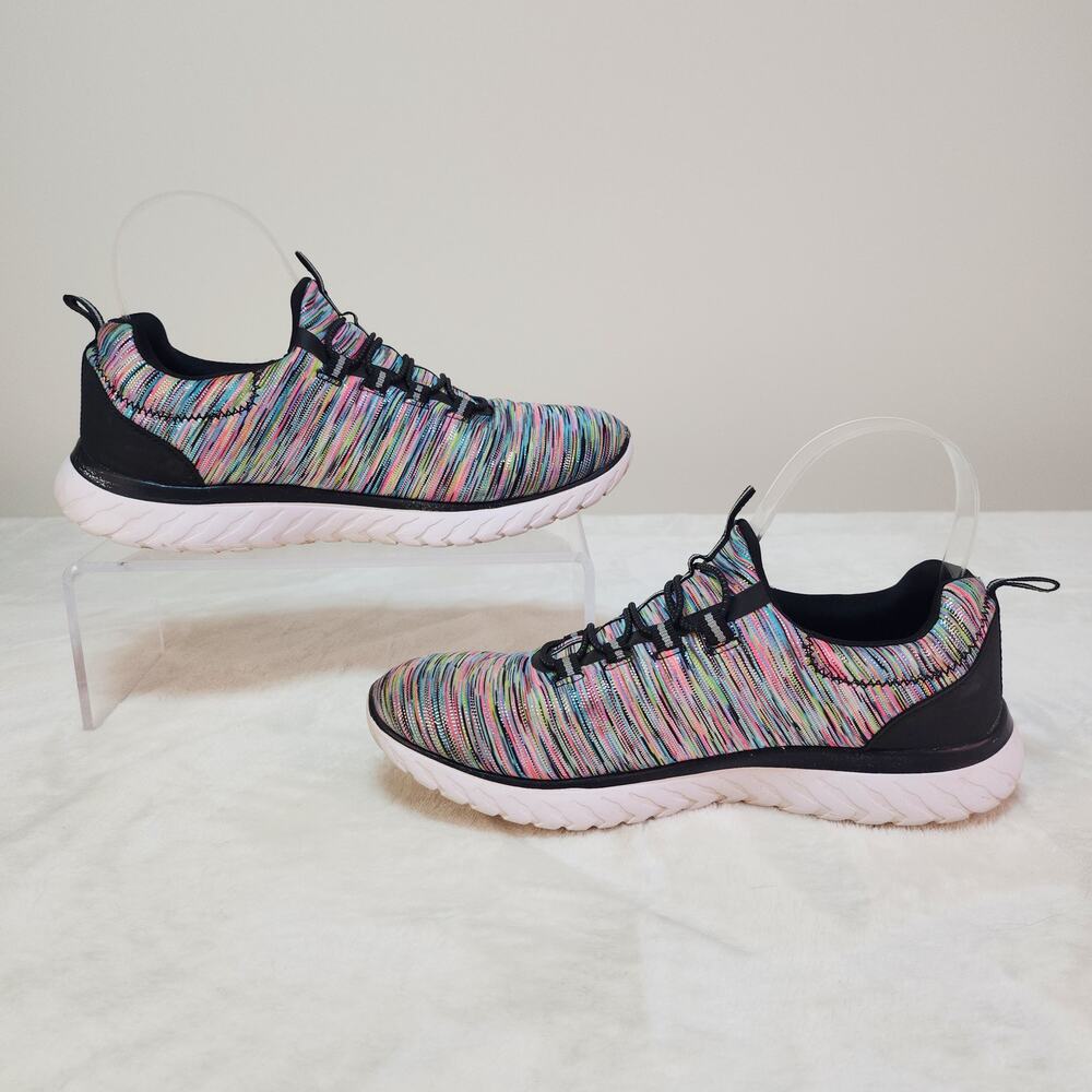 Rainbow Glitter Sneakers 7 Multi Color Sparkle Shimmer Slip On Kidcore Neon Rave - Picture 5 of 13